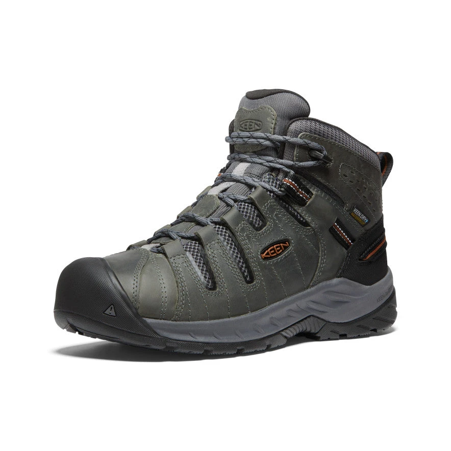 Keen Men's Flint II Waterproof Mid (Soft Toe) | Steel Grey/Tortoise Shell - Image 3