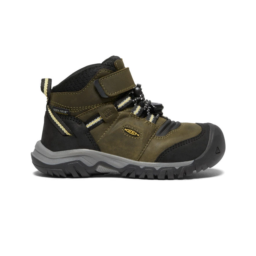 Keen Little Kids' Ridge Flex Waterproof Boot | Dark Olive/Dusky Citron