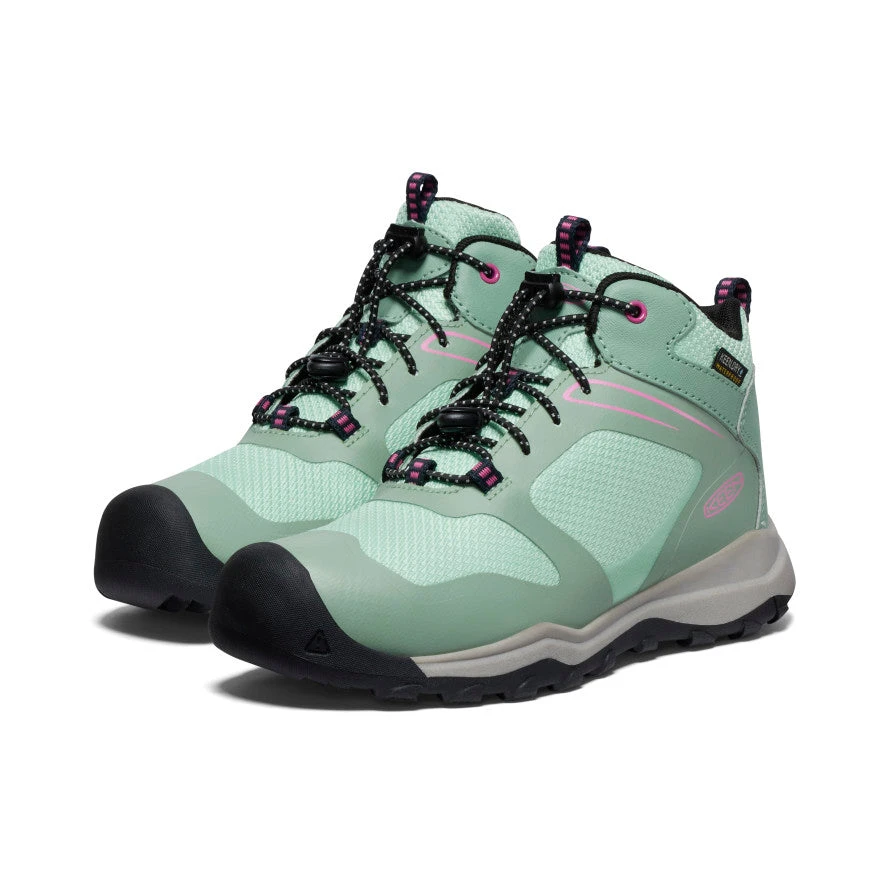 Keen Big Kids' Wanduro Waterproof Boot | Granite Green/Ibis Rose - Image 2